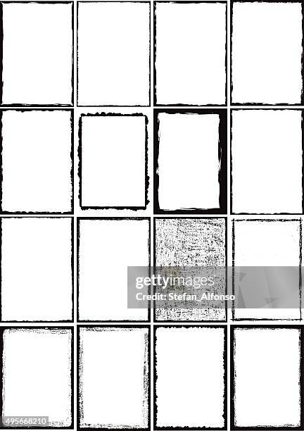 ilustraciones, imágenes clip art, dibujos animados e iconos de stock de cuadros grunge frontera - borde negro