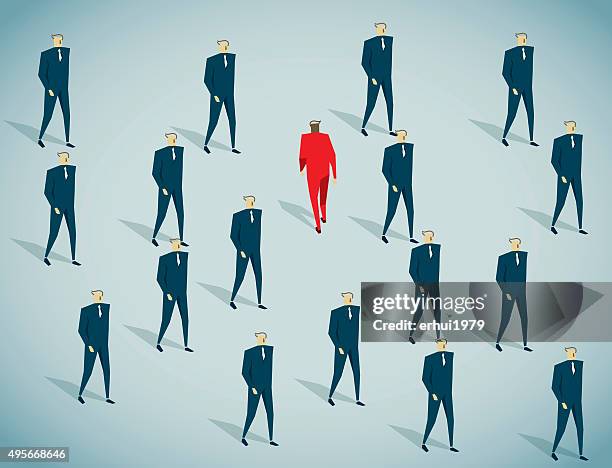 standing out from the crowd - right wrong stock illustrations