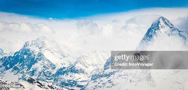 alps north face of eiger overlooking mountain peaks panorama switzerland - grindelwald stock pictures, royalty-free photos & images