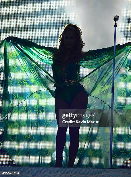 Jennifer Lopez performs onstage during her first ever hometown concert to launch State Farm Neighborhood Sessions on June 4, 2014 in Bronx, New York.