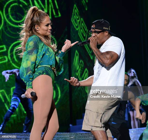 Jennifer Lopez and Ja Rule perform onstage during her first ever hometown concert to launch State Farm Neighborhood Sessions on June 4, 2014 in...