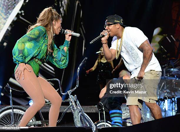 Jennifer Lopez and Ja Rule perform onstage during her first ever hometown concert to launch State Farm Neighborhood Sessions on June 4, 2014 in...