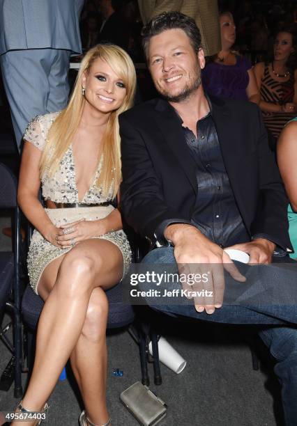 Miranda Lambert and Blake Shelton attend the 2014 CMT Music awards at the Bridgestone Arena on June 4, 2014 in Nashville, Tennessee.