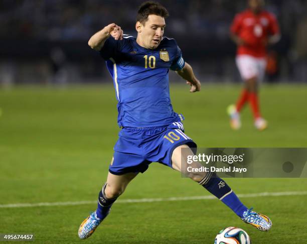 Lionel Messi of Argentina during a FIFA friendly match between Argentina and Trinidad & Tobago at Monumental Antonio Vespucio Liberti Stadium on June...