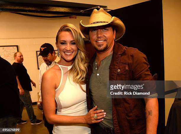Brittany Kerr and Jason Aldean attend the 2014 CMT Music Awards at Bridgestone Arena on June 4, 2014 in Nashville, Tennessee.