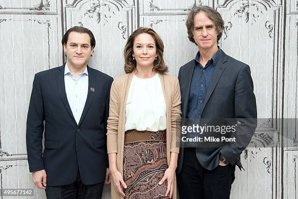 Actors Michael Stuhlbarg and Diane Lane, and director Jay Roach attend the AOL Build series to discuss the movie "Trumbo" at AOL Studios In New York...