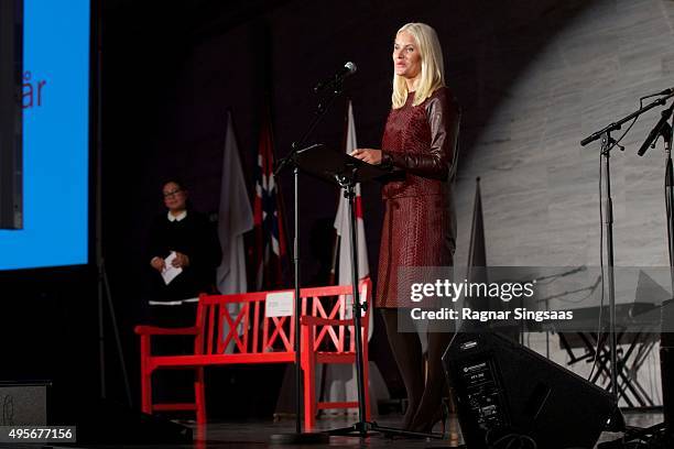 Crown Princess Mette-Marit of Norway attends The Celebration Of The 150th Anniversary of the Norwegian Red Cross on November 4, 2015 in Oslo, Norway.