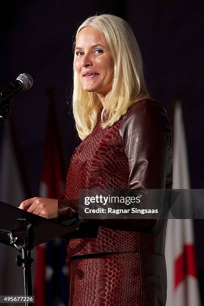 Crown Princess Mette-Marit of Norway attends The Celebration Of The 150th Anniversary of the Norwegian Red Cross on November 4, 2015 in Oslo, Norway.