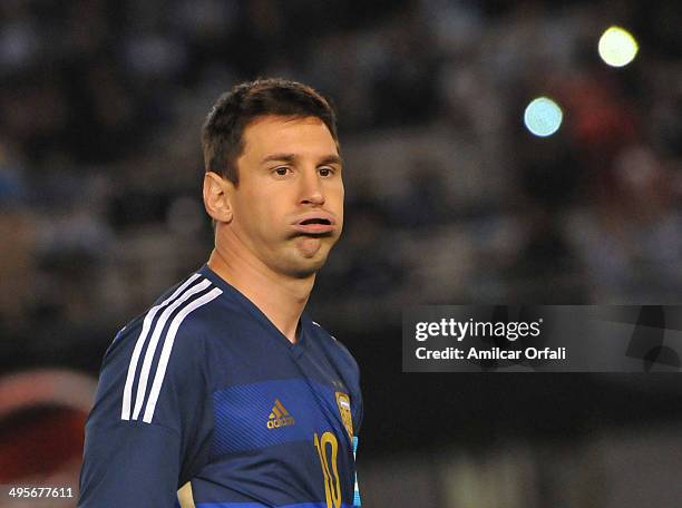 Lionel Messi of Argetnina during a FIFA friendly match between Argentina and Trinidad & Tobago at Monumental Antonio Vespucio Liberti Stadium on June...