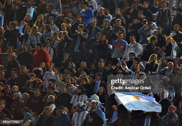 Fans of Argetnina during a FIFA friendly match between Argentina and Trinidad & Tobago at Monumental Antonio Vespucio Liberti Stadium on June 4, 2014...