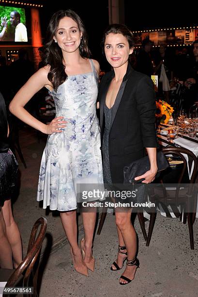 Actresses Emmy Rossum and Keri Russell attend the Sundance Institute New York Benefit 2014 at Stage 37 on June 4, 2014 in New York City.