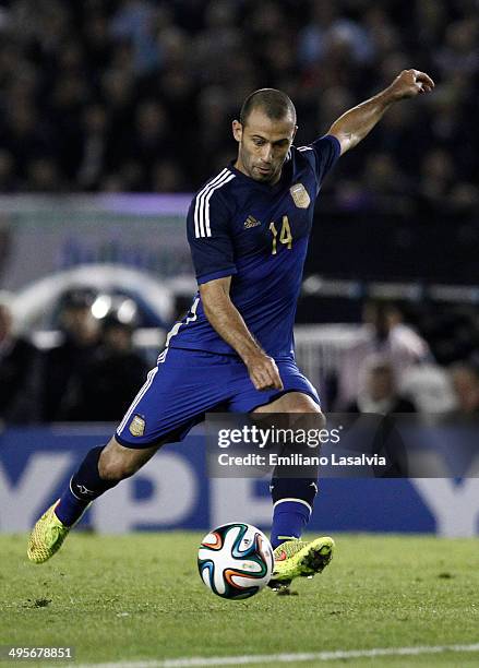 Javier Mascherano of Argentina during a FIFA friendly match between Argentina and Trinidad & Tobago at Monumental Antonio Vespucio Liberti Stadium on...