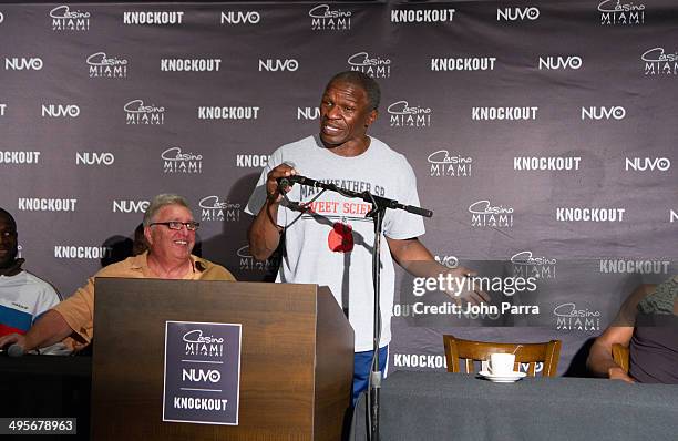 Floyd Mayweather Sr. Attends NUVOtv's "Knockout" Live Fight Press Conference at Casino Miami Jai Alai on June 4, 2014 in Miami, Florida.