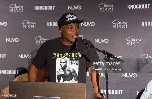 Asst Trainer Lamar Austin attends NUVOtv's "Knockout" Live Fight Press Conference at Casino Miami Jai Alai on June 4, 2014 in Miami, Florida.