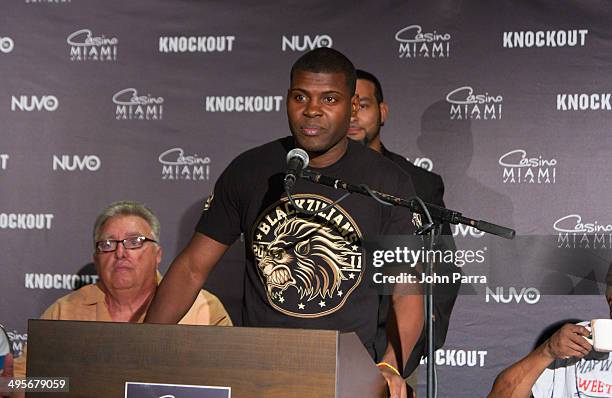 Boxer Idel Torriente attends NUVOtv's "Knockout" Live Fight Press Conference at Casino Miami Jai Alai on June 4, 2014 in Miami, Florida.