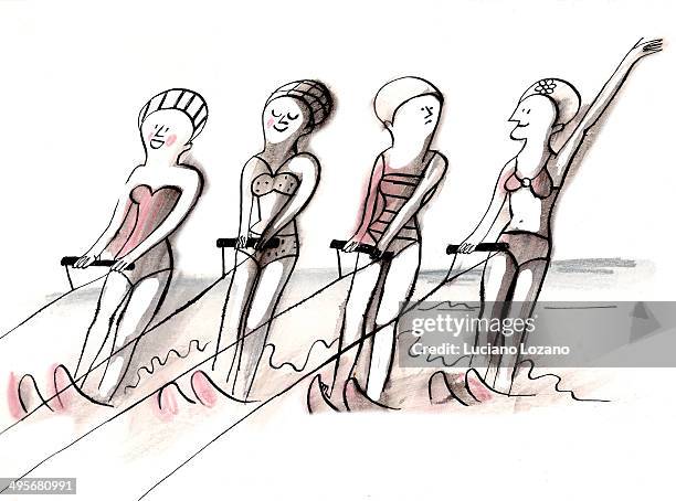 water ski - barcelona beach stock illustrations