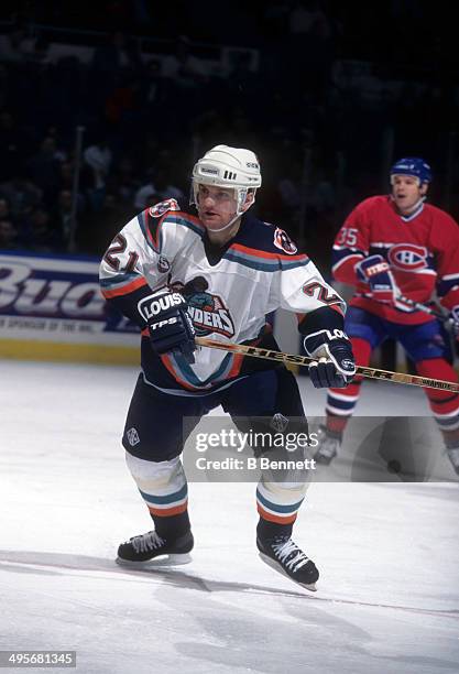 Robert Reichel of the New York Islanders skates on the ice during an NHL game against the Montreal Canadiens on April 9, 1997 at the Nassau Coliseum...