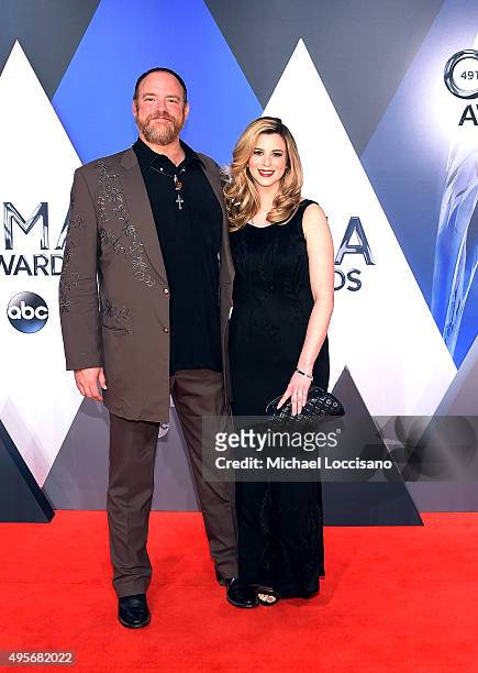 Singer- songwriter John Carter Cash and singer/songwriter and fiancee Ana Cristina attend the 49th annual CMA Awards at the Bridgestone Arena on...