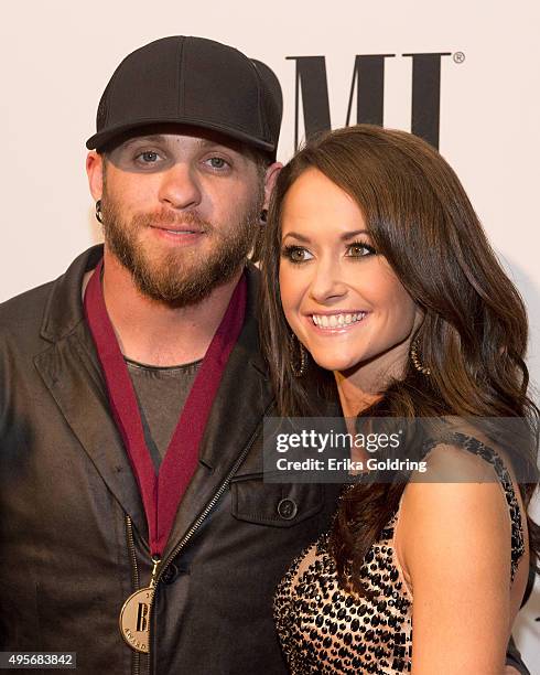 Brantley Gilbert and Amber Cochran attends the 63rd Annual BMI Country awards on November 3, 2015 in Nashville, Tennessee.