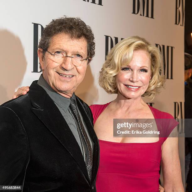 Icon Mac Davis and wife Lise Gerard attend the 63rd Annual BMI Country awards on November 3, 2015 in Nashville, Tennessee.