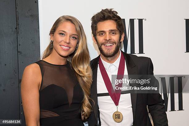 Lauren Gregory and Thomas Rhett attend the 63rd Annual BMI Country awards on November 3, 2015 in Nashville, Tennessee.