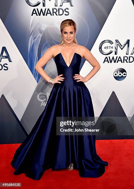 Personality Kellie Pickler attends the 49th annual CMA Awards at the Bridgestone Arena on November 4, 2015 in Nashville, Tennessee.