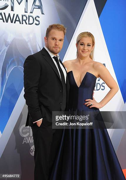 Musician Kellie Pickler and husband Kyle Jacobs attend the 49th annual CMA Awards at the Bridgestone Arena on November 4, 2015 in Nashville,...