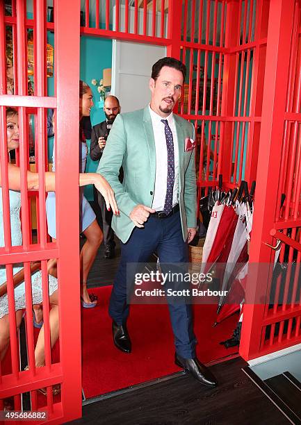 Actor Kevin Dillon arrives at the Swisse Marquee on Oaks Day at Flemington Racecourse on November 5, 2015 in Melbourne, Australia.