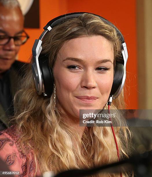 Joss Stone visits 'Sway in the Morning' with Sway Calloway on Eminem's Shade 45 at SiriusXM Studios on November 4, 2015 in New York City.