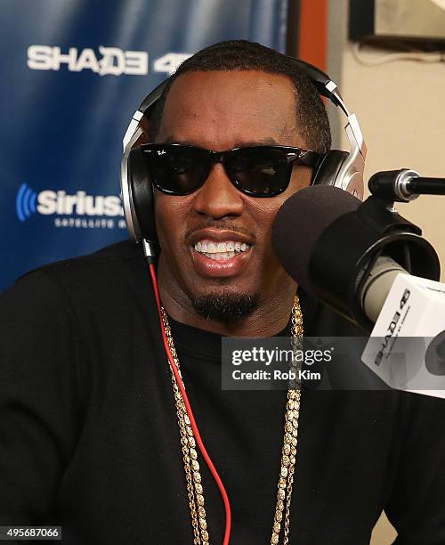 Sean "Puff Diddy" Combs visits SiriusXM Studios on November 4, 2015 in New York City.