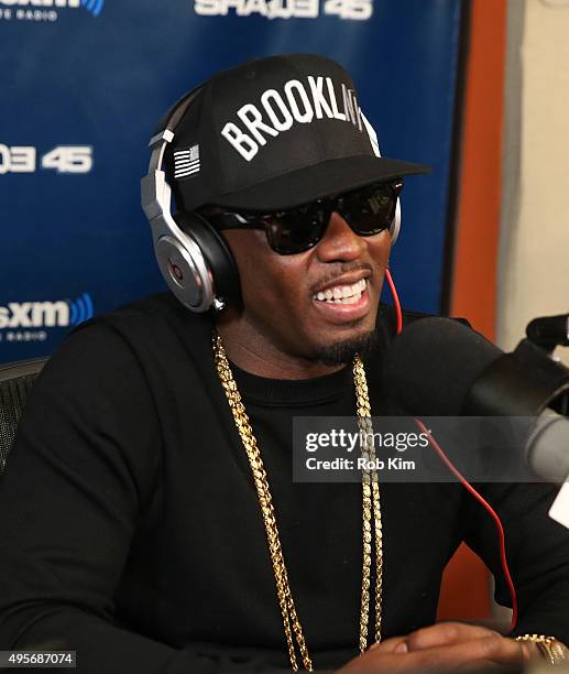 Sean "Puff Diddy" Combs visits 'Sway in the Morning' with Sway Calloway on Eminem's Shade 45 at SiriusXM Studios on November 4, 2015 in New York City.