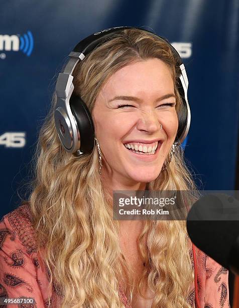 Joss Stone visits 'Sway in the Morning' with Sway Calloway on Eminem's Shade 45 at SiriusXM Studios on November 4, 2015 in New York City.