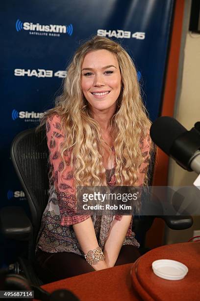 Joss Stone visits 'Sway in the Morning' with Sway Calloway on Eminem's Shade 45 at SiriusXM Studios on November 4, 2015 in New York City.
