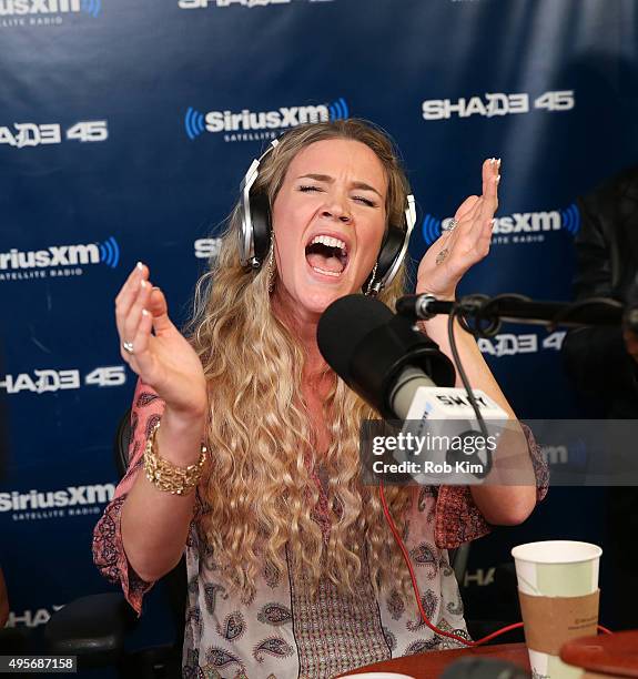 Joss Stone performs a song during her visit to 'Sway in the Morning' with Sway Calloway on Eminem's Shade 45 at SiriusXM Studios on November 4, 2015...