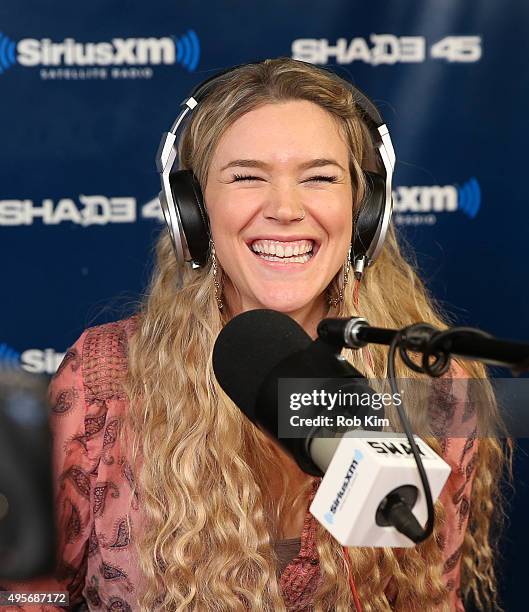 Joss Stone visits 'Sway in the Morning' with Sway Calloway on Eminem's Shade 45 at SiriusXM Studios on November 4, 2015 in New York City.