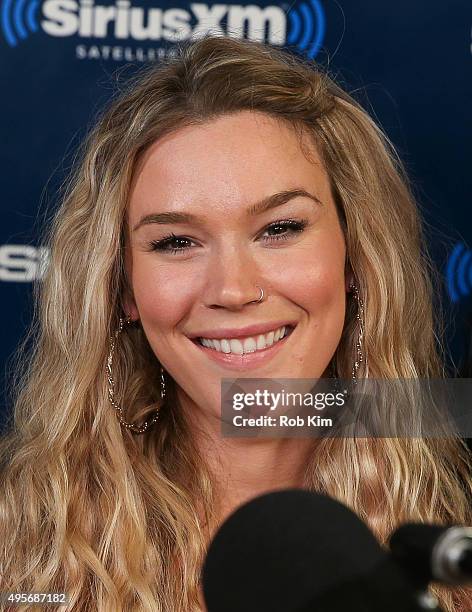 Joss Stone visits 'Sway in the Morning' with Sway Calloway on Eminem's Shade 45 at SiriusXM Studios on November 4, 2015 in New York City.