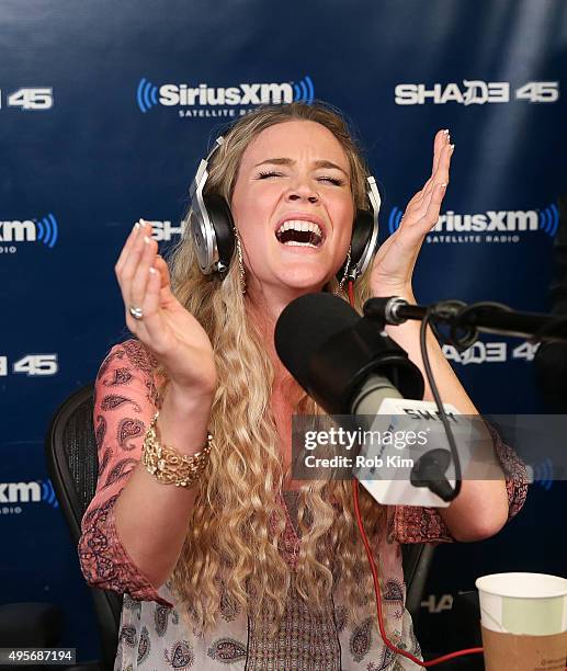 Joss Stone performs a song during her visit to 'Sway in the Morning' with Sway Calloway on Eminem's Shade 45 at SiriusXM Studios on November 4, 2015...