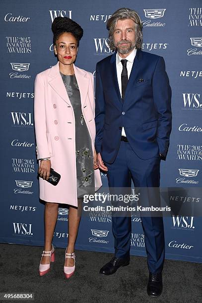 Author Zadie Smith and 2015 Literature Innovator Karl Ove Knausgard attend the WSJ. Magazine 2015 Innovator Awards at the Museum of Modern Art on...