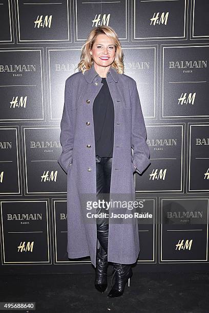 Simona Ventura attends Balmain For H&M Collection Preview Photocall on November 4, 2015 in Milan, Italy.