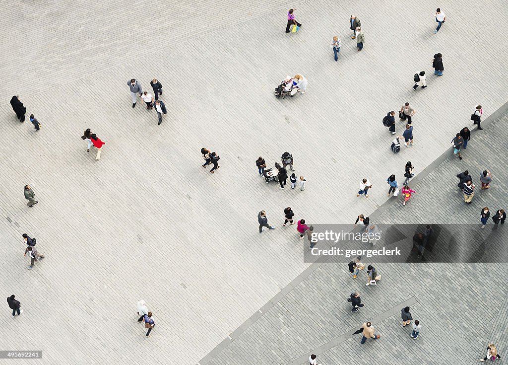 Urban crowd from above