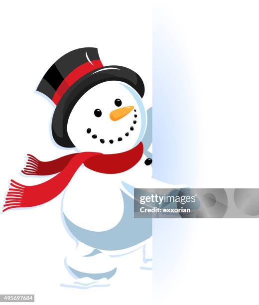 snowman pointing the notice - snowman vector stock illustrations