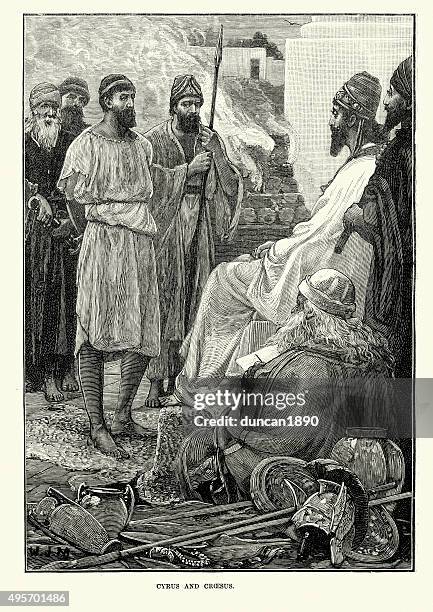 bildbanksillustrationer, clip art samt tecknat material och ikoner med cyrus the great and croesus - iranskt ursprung