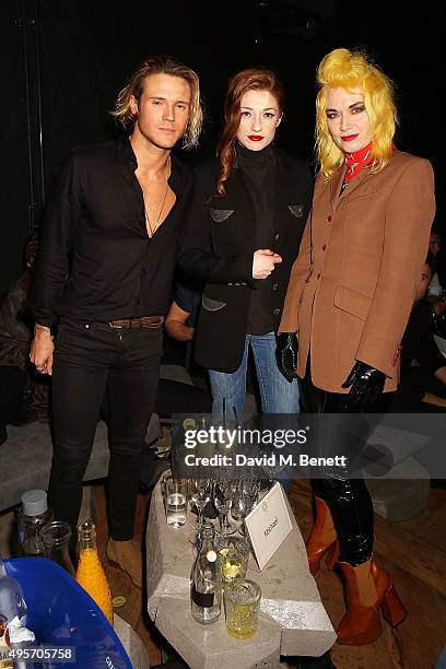 Dougie Poynter, Nicola Roberts and Pam Hogg attend the launch of Zebrano Restaurant on November 4, 2015 in London, England.