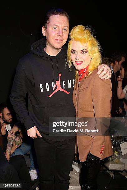 Professor Green and Pam Hogg attend the launch of Zebrano Restaurant on November 4, 2015 in London, England.