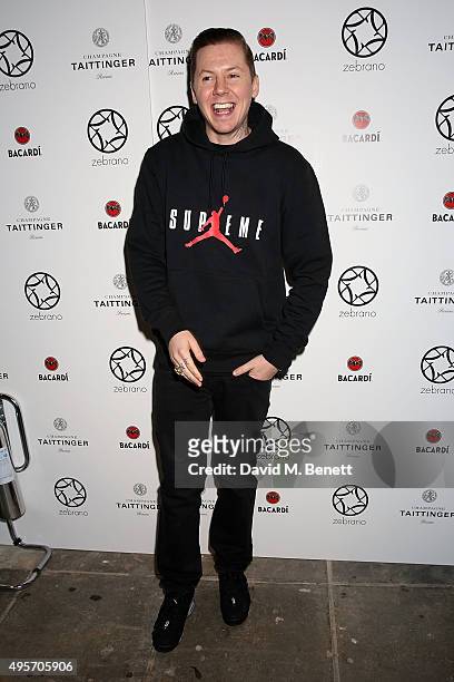 Professor Green attends the launch of Zebrano Restaurant on November 4, 2015 in London, England.