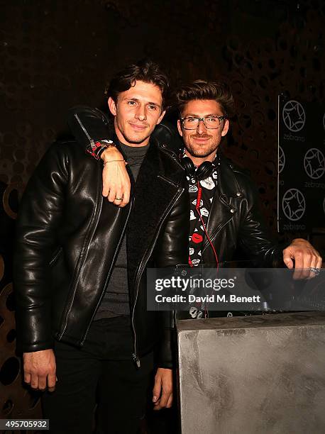 Jake Hall and Henry Holland attend the launch of Zebrano Restaurant on November 4, 2015 in London, England.