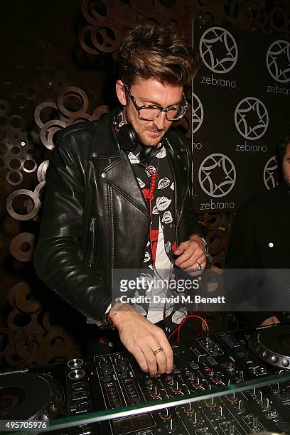 Henry Holland DJ's at the launch of Zebrano Restaurant on November 4, 2015 in London, England.
