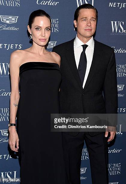 Entertainment Innovator Angelina Jolie Pitt and Brad Pitt attend the WSJ. Magazine 2015 Innovator Awards at the Museum of Modern Art on November 4,...