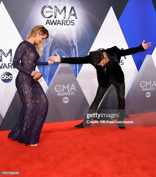 Singer Michael Ray and Carli Manchaca attends the 49th annual CMA Awards at the Bridgestone Arena on November 4, 2015 in Nashville, Tennessee.