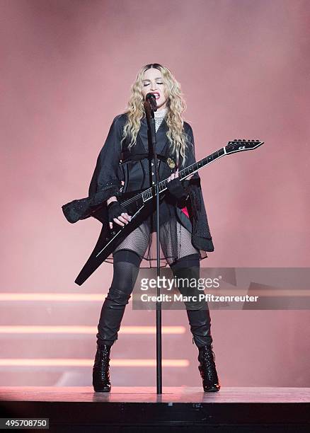 Madonna performs onstage during her 'Rebel Heart' Tour at the Lanxess Arena on November 4, 2015 in Cologne, Germany.